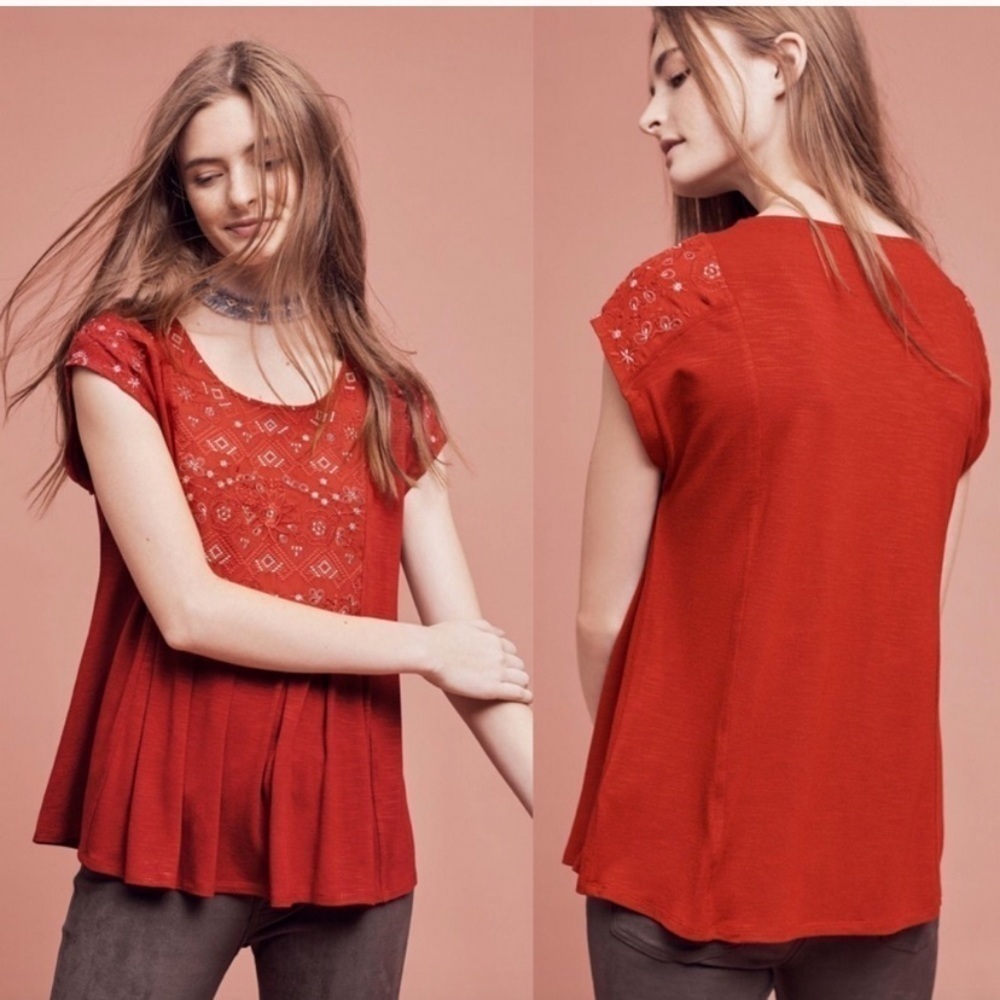 AKEMI + KIN Anthro Arcana Embroidered Top Sz S